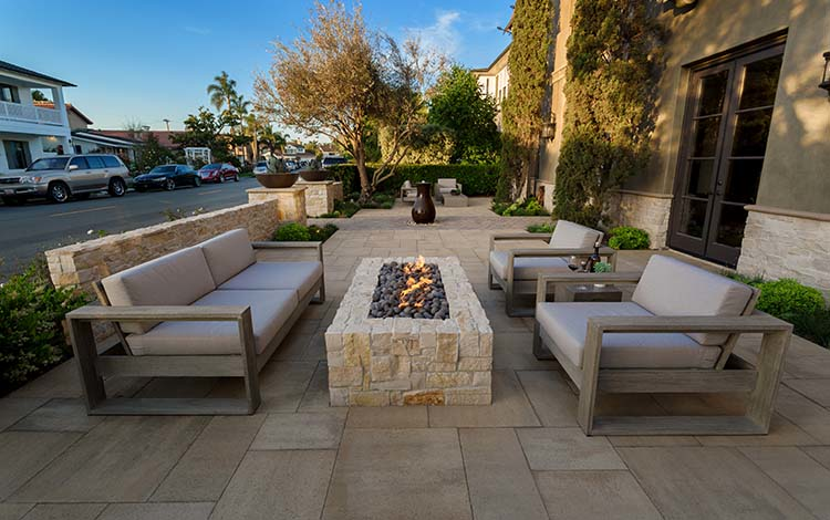 Outdoor living spaces with fire pits